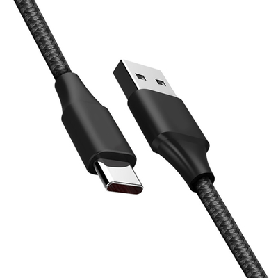 Нейлон кабеля данным по USB черного цвета 3A поручая заплел аттестованный CE RoHS