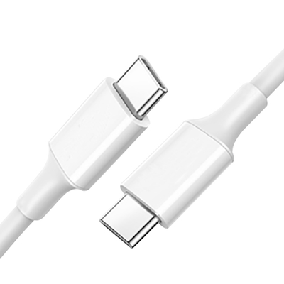 Белый кабель обязанности USB c к c цвета быстрый с курткой PVC 20V 3A 60W